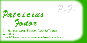 patricius fodor business card